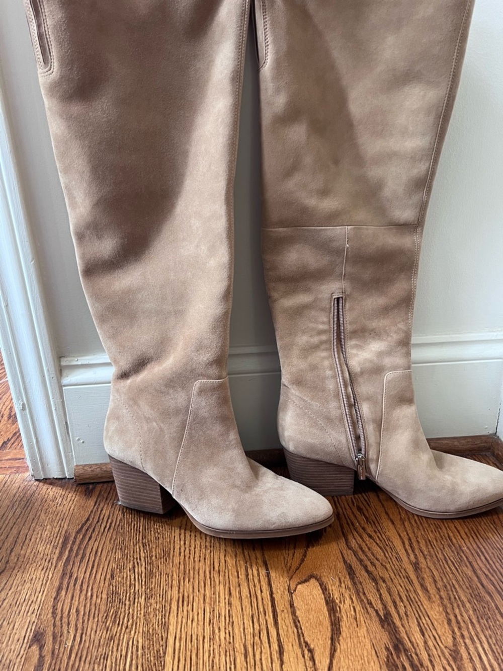 Vince Camuto Suede Over-The-Knee Boots in Taupe